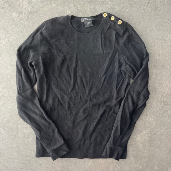 Vintage Y2k Cashmere Bloomingdales Black Gold Button Longsleeve Sweater Medium - Picture 1 of 5
